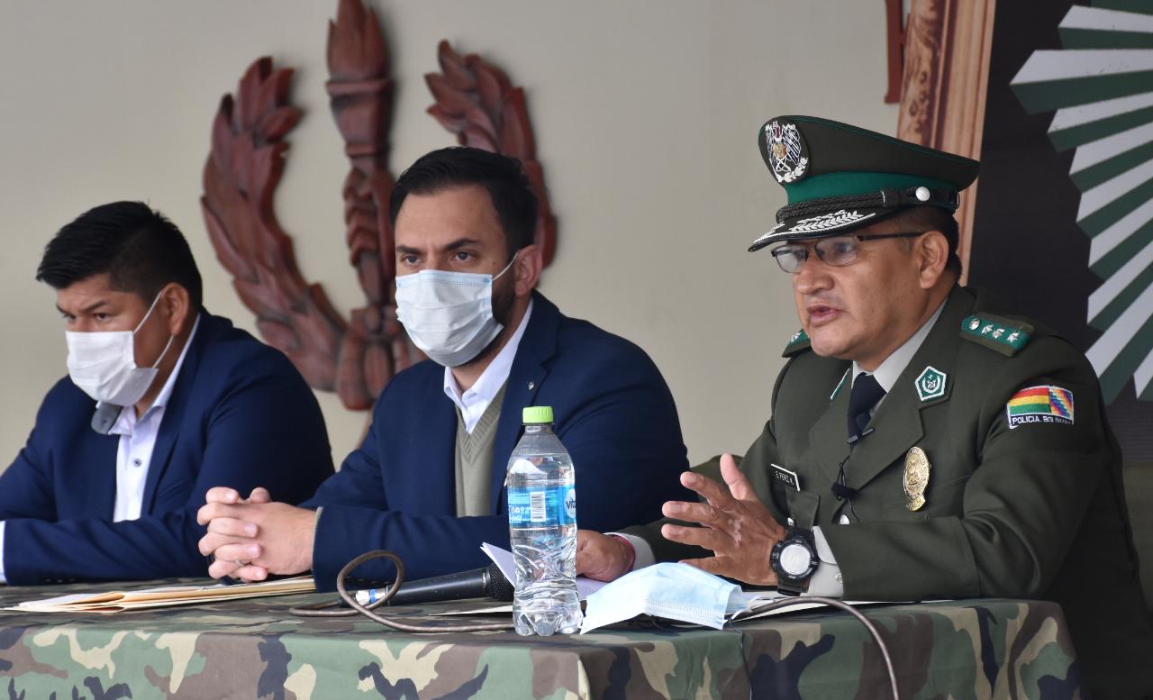 El ministro de Gobierno, Eduardo Del Castillo, durante el acto de informe de los operativos. / Foto: Ministerio de Gobierno